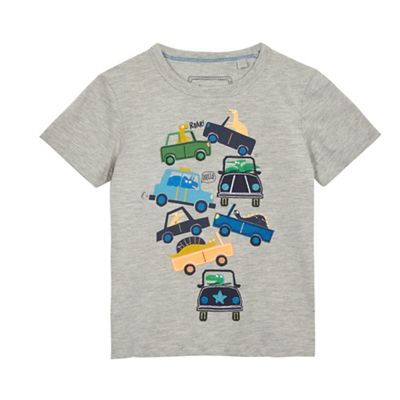 bluezoo Boys' grey stacked cars t-shirt